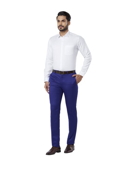 Buy Raymond Royal Blue Slim Fit Trousers for Mens Online @ Tata CLiQ