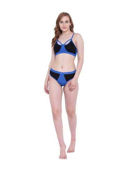 Buy La Intimo Black & Blue Mermaid Bikini Panty for Women Online
