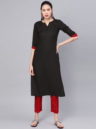 Buy Gerua Black \u0026 Red Kurti Pant Set 