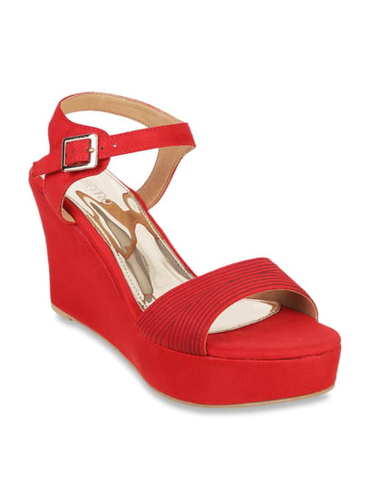 Red discount strappy wedges