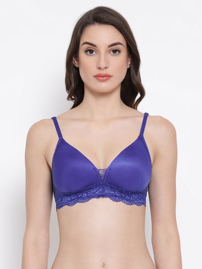 Clovia Blue Cotton Full Coverage Wireless Bra