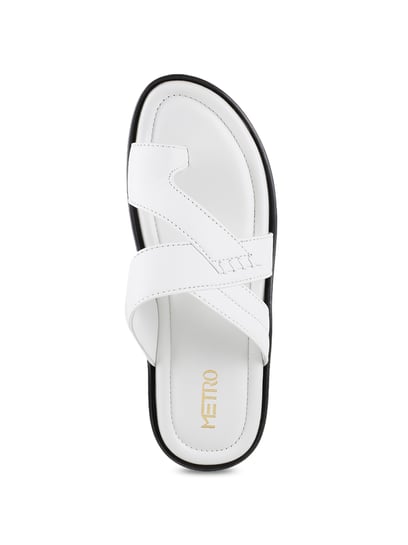 Metro Men White Leather Sandals SIZE (10 UK/India (44EU)) (18-817-16-44- WHITE) : Amazon.in: Fashion