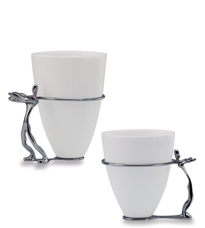 Buy Mukul Goyal White Chrome & Bone China Bazaar Mug (Small) for Home