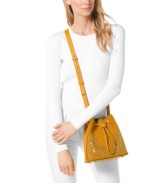 michael kors cary suede bucket bag