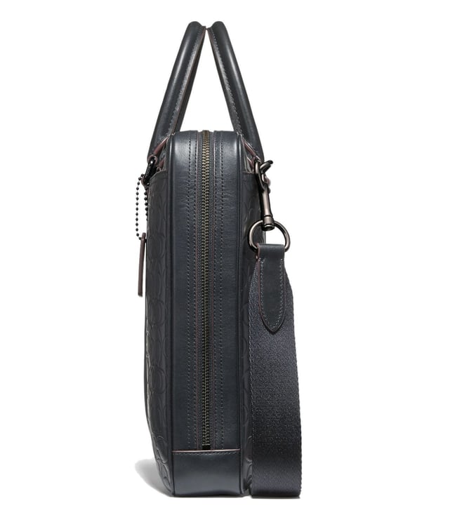 Buy Coach Black Metropolitan Slim Signature Leather Briefcase for Men