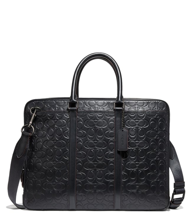 Coach Slim Brief store in Signature Embossed Black Leather Briefcase w steal