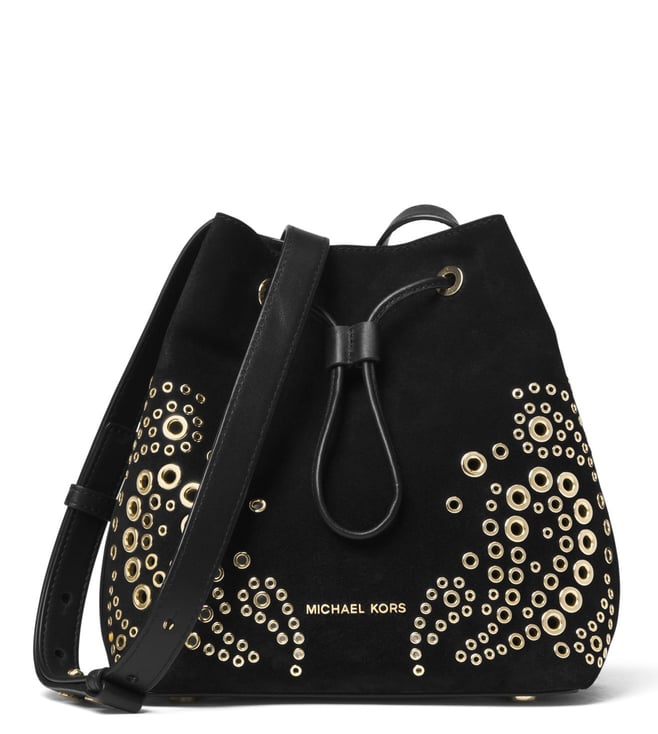 michael kors cary small grommeted suede bucket bag