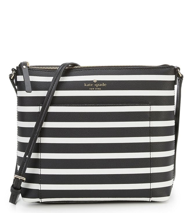 kate spade black and white striped purse