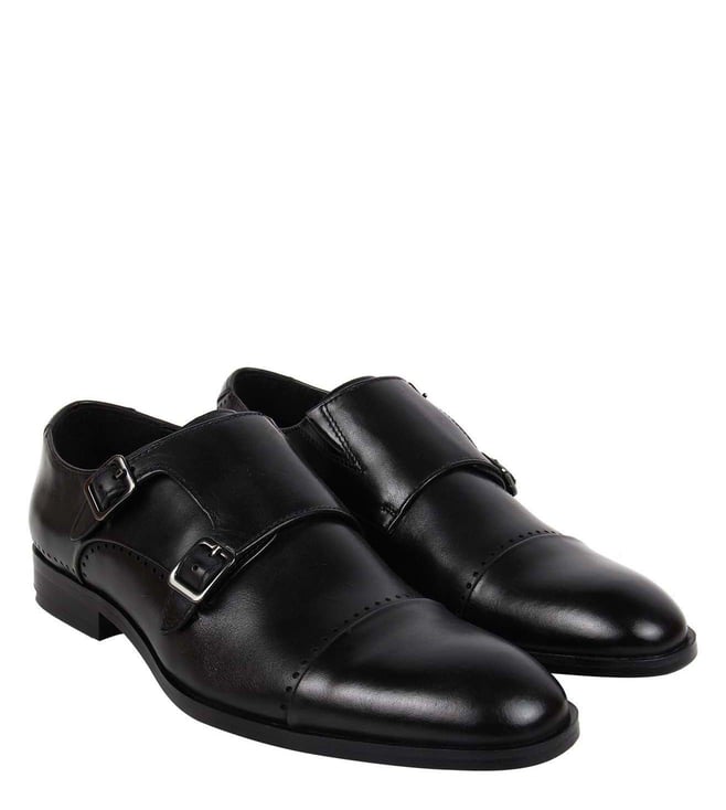 Buy Steve Madden Black Mantle Leather Monk Strap Shoes for Men Online Tata CLiQ Luxury
