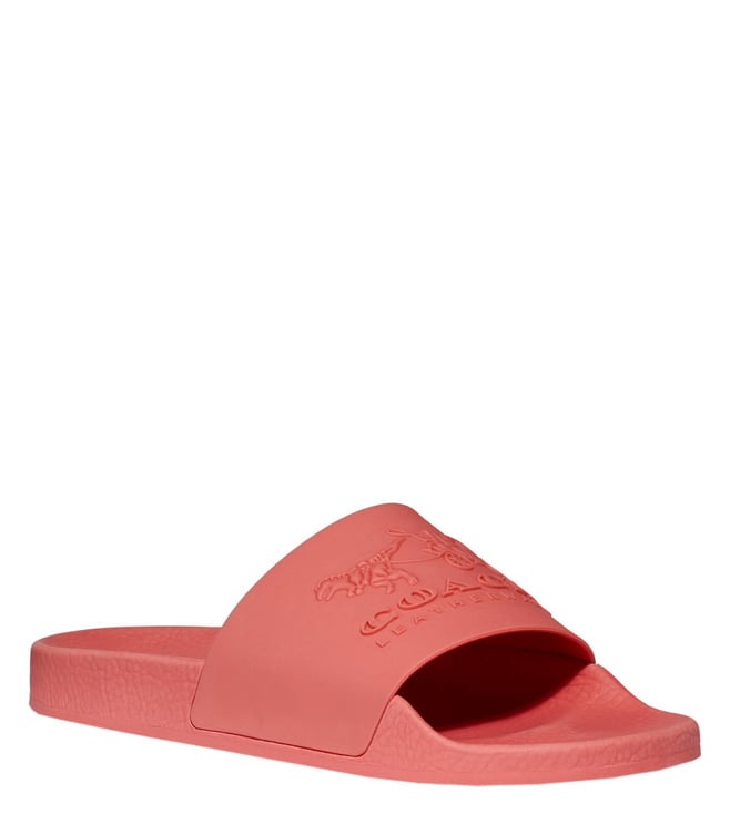 Buy Coach Coral Pink Logo Udele Slides for Women Online Tata