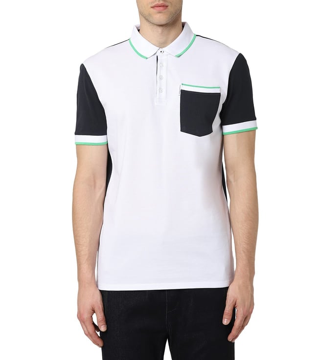 Buy Armani Exchange White & Navy Regular Fit Polo T-Shirt for Men Online @  Tata CLiQ Luxury