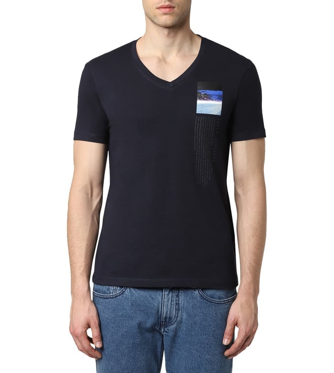 Buy Armani Exchange Navy Slim Fit Printed T-Shirt for Men Online @ Tata  CLiQ Luxury