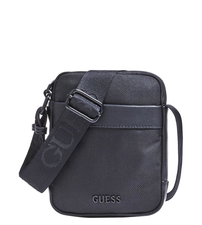 Buy GUESS Black Global Functional Small Body Bag Original Men only Tata CLiQ Luxury