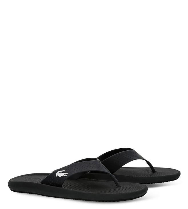 Buy Lacoste Black White Croco Rubber Flip Flops for Men Online