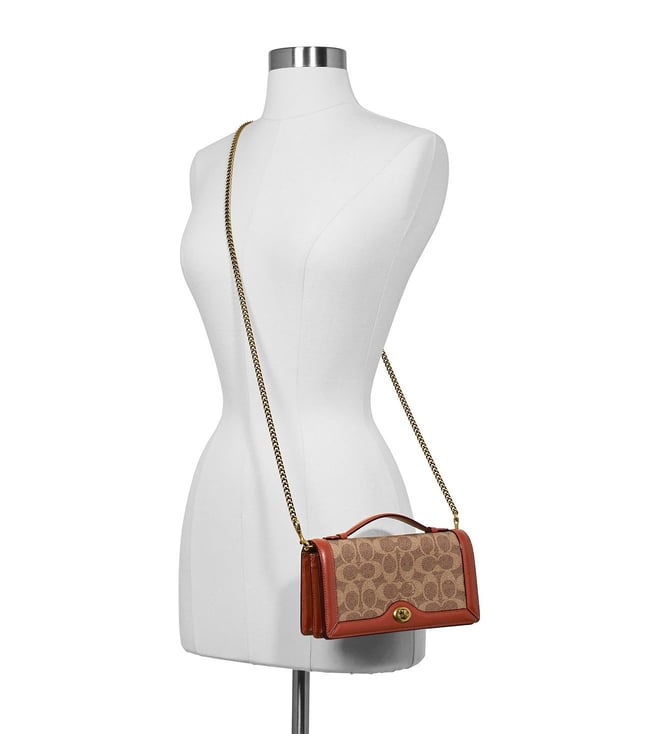 Buy Coach Brass Tan Rust Medium Chain Handle Cross Body Bag for Women ...