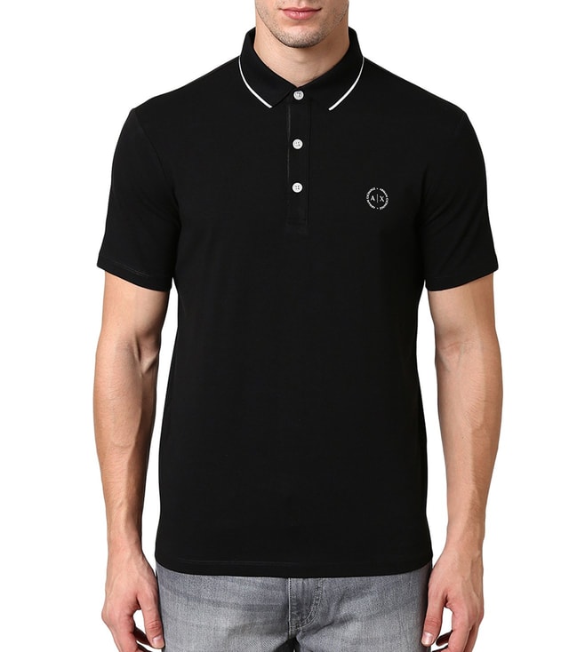 Buy Armani Exchange Black Slim Fit Polo T-Shirt for Men Online @ Tata CLiQ  Luxury