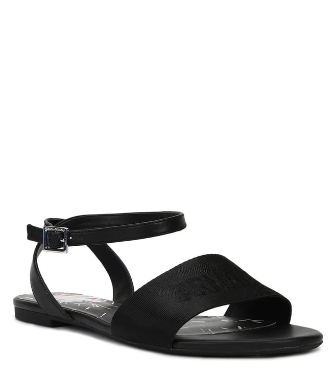 Buy Armani Exchange Black Logo Flat Sandals for Women Online @ Tata CLiQ  Luxury