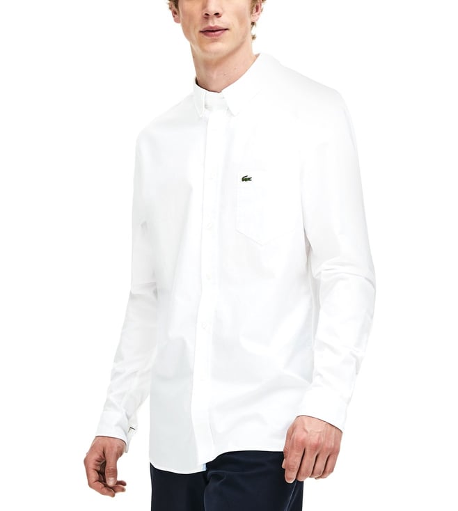 pakke korrekt Shetland Buy Lacoste White Regular Fit Oxford Cotton Shirt for Men Online @ Tata  CLiQ Luxury