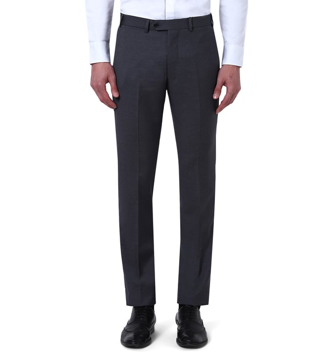 Buy EMPORIO ARMANI Solid Regular Fit FlatFront Trousers  Black Color Men   AJIO LUXE