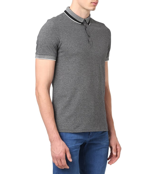 Buy BOSS Black Regular Fit Prend Allover Structure Polo T-Shirt for Men ...