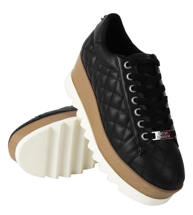 steve madden black quilted sneakers