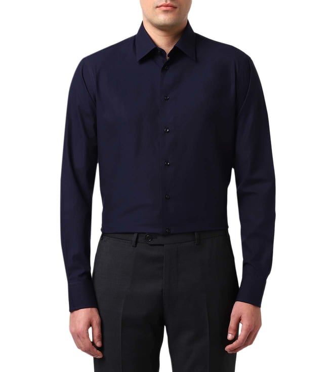 Buy Emporio Armani Blue Navy Slim Fit Shirt for Men Online @ Tata CLiQ  Luxury