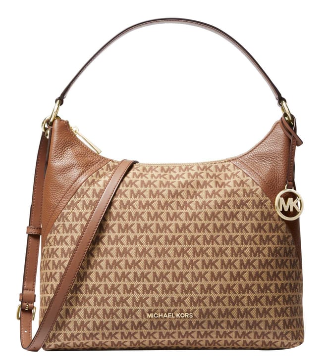 Buy MICHAEL Michael Kors Beige & Ebony Aria Large Hobo Bag for Women Online  @ Tata CLiQ Luxury