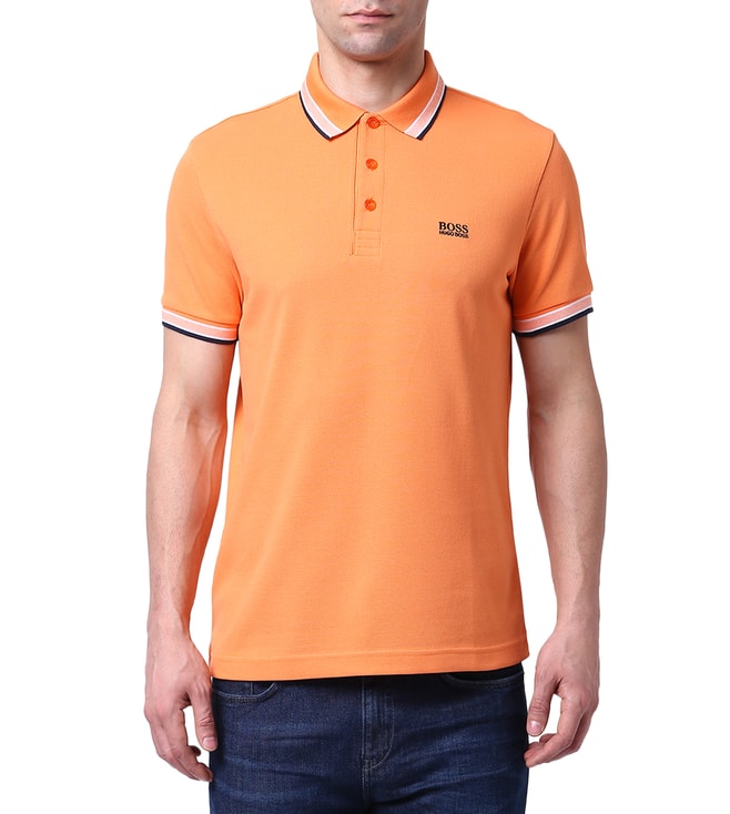 ideologi Oversætte Komedieserie Buy BOSS Bright Orange Regular Fit Men Polo T-Shirt Original Men Men  Clothes only at Tata CLiQ Luxury