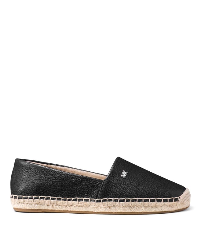 michael kors kendrick slip on black leather espadrille