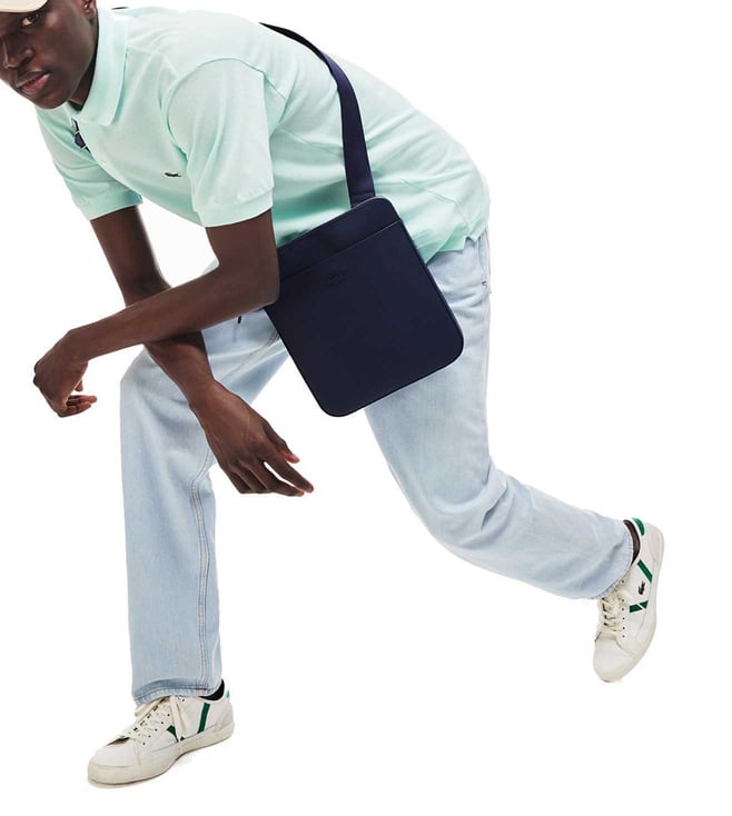 Buy Lacoste Blue Chantaco Matte Large Flat Messenger Bag for Men Online