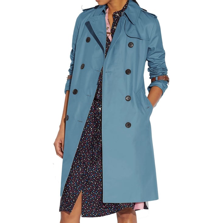 coach blue trench coat