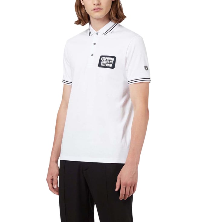 Buy Emporio Armani White Slim Fit Logo Men Polo Shirt for Men Online @ Tata  CLiQ Luxury