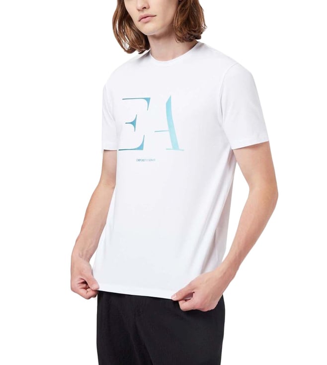 Buy Emporio Armani White Slim Fit Stencil Logo Men T-Shirt for Men Online @  Tata CLiQ Luxury