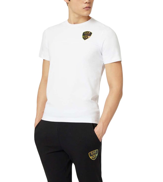 Buy Emporio Armani White Slim Fit Soccer Crest Men T-Shirt Original Men Men  Clothes only at Tata CLiQ Luxury