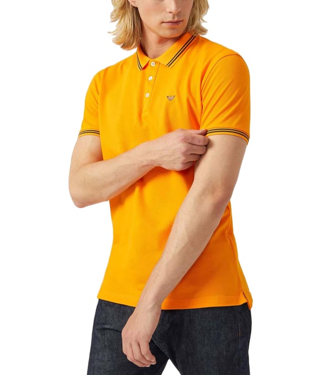 Buy Emporio Armani Orange Slim Fit Logo Men Polo Shirt only at Tata CLiQ