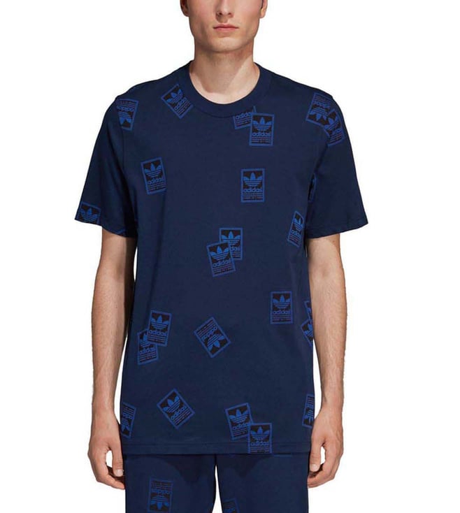 Buy Adidas Originals Navy Regular Fit Stickerbomb T Shirt for Men Online Tata CLiQ Luxury