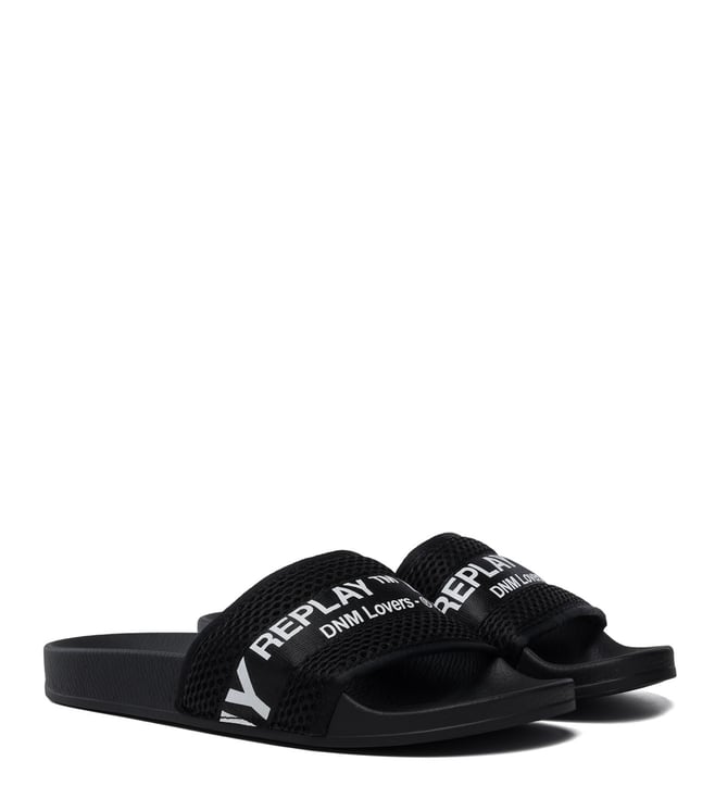 black slide flip flops