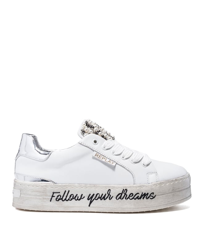 replay white sneakers