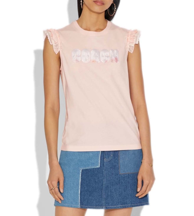 Buy Coach Pink Regular Fit T-Shirt for Women Online @ Tata CLiQ Luxury
