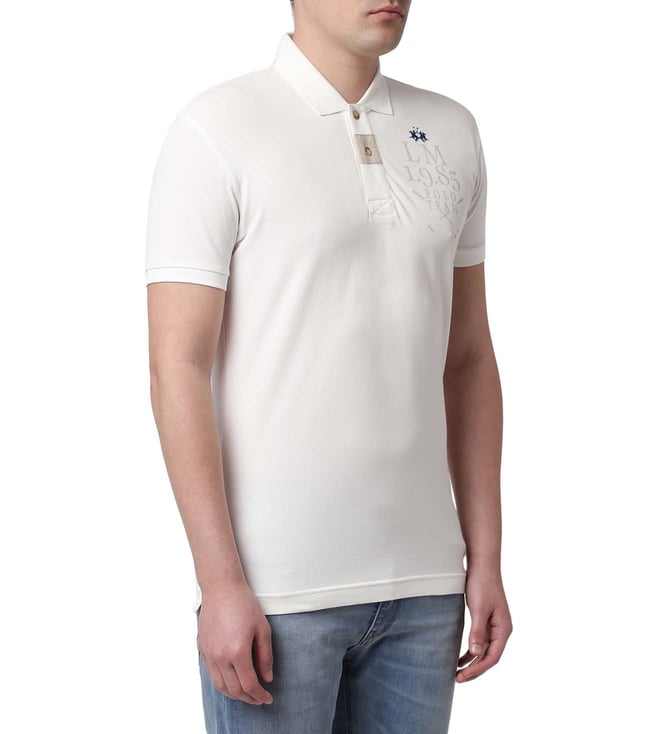 Buy La Martina Off White Regular Fit Polo TShirts for Men Online