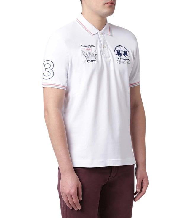 Buy La Martina Optic White Regular Fit Polo TShirts for Men Online