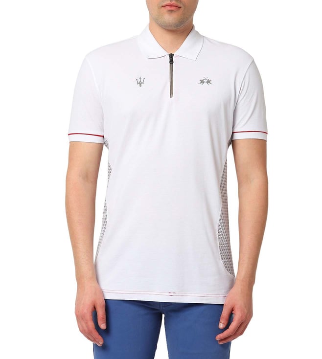 Buy La Martina Optic White Regular Fit Polo TShirts for Men Online