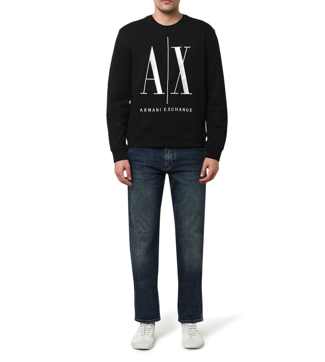 Buy Armani Exchange Black Classic Fit Logo Sweatshirt for Men Online @ Tata  CLiQ Luxury