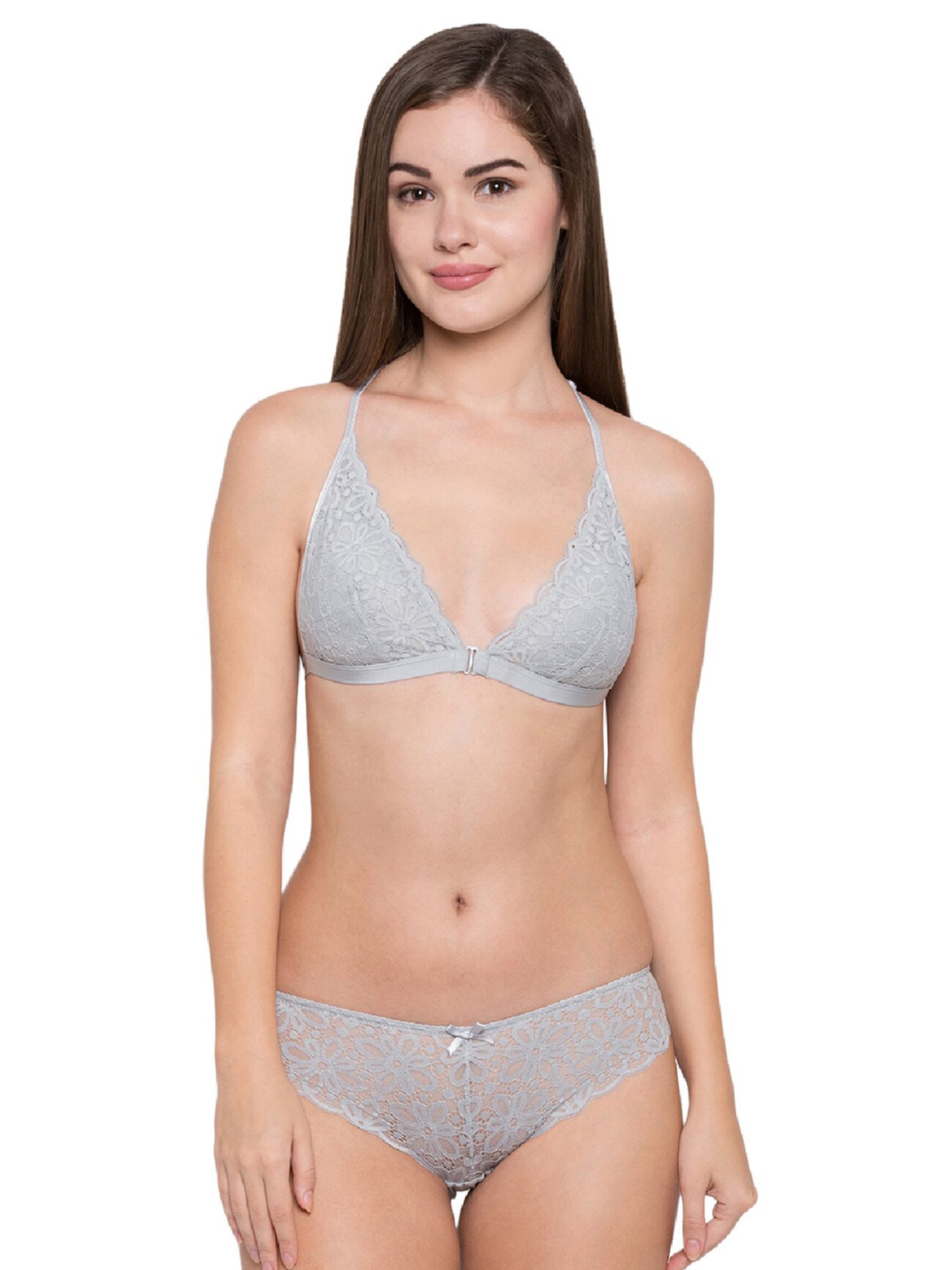 Buy Candyskin Grey Lace Bralette & Brief Set for Women Online @ Tata CLiQ