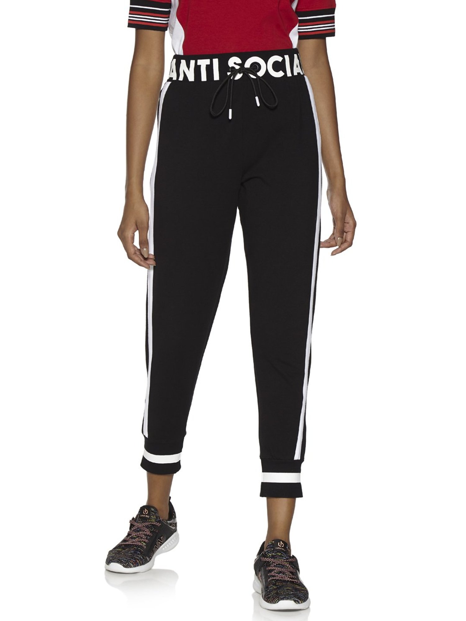 Buy Studiofit by Westside Black Text Design Joggers for Women