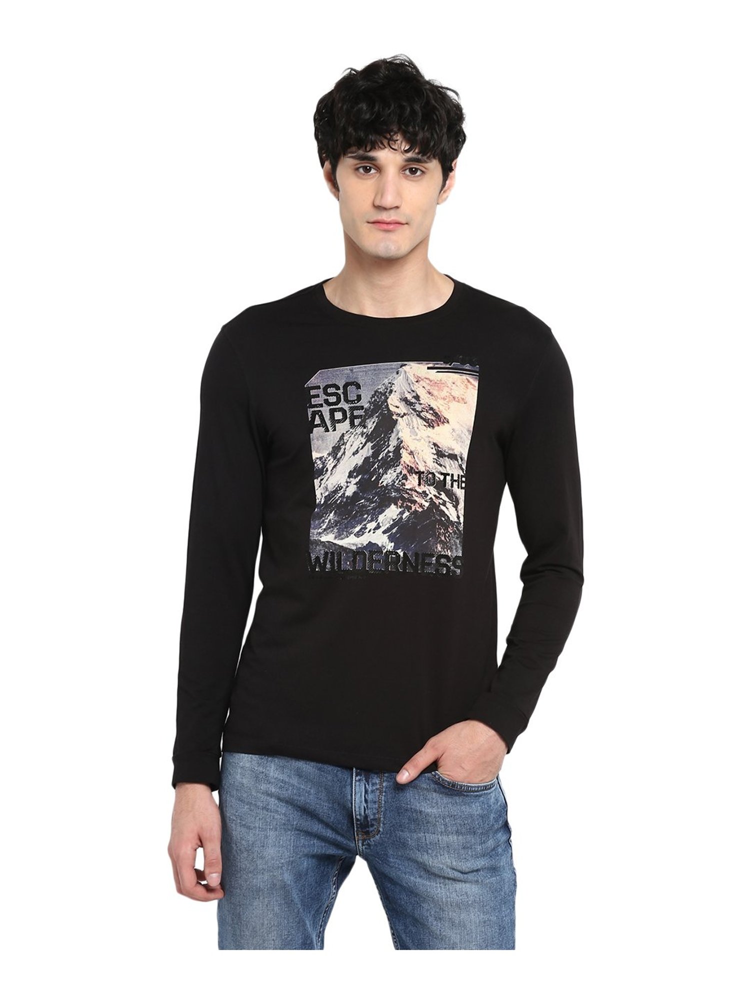 spykar black t shirt