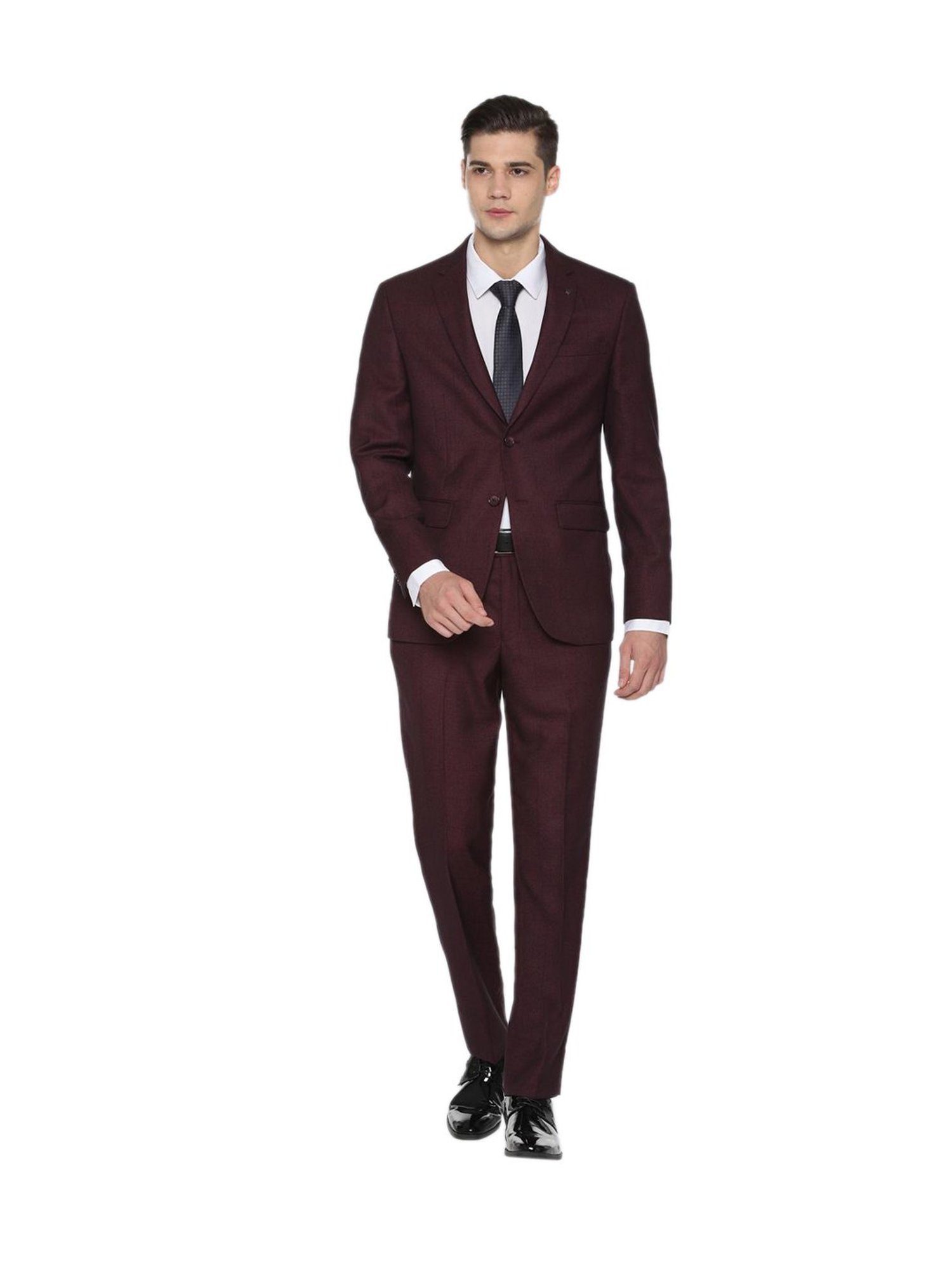 Louis Philippe Suits : Buy Louis Philippe Maroon Three Piece Suit Online