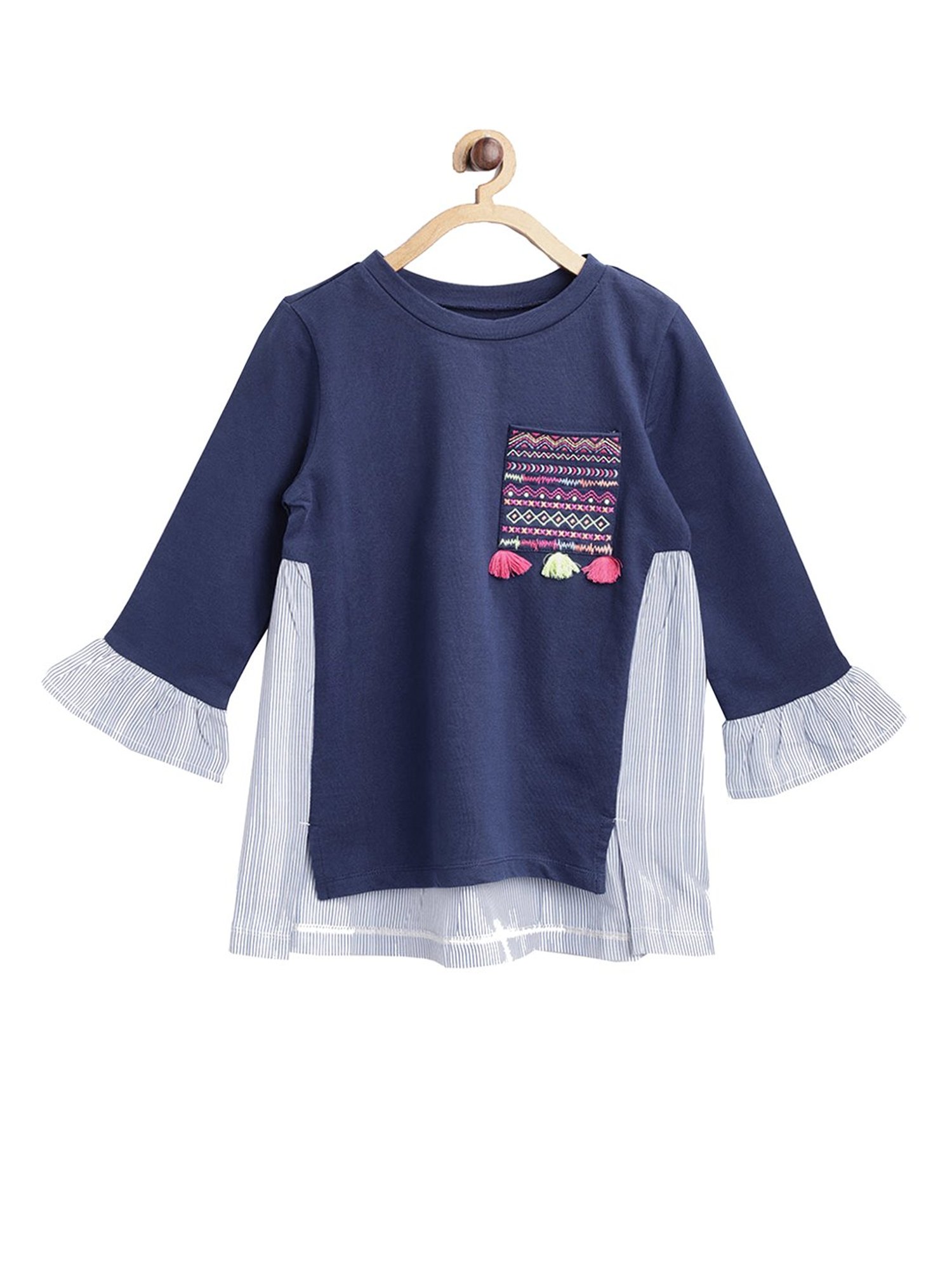 Buy Natilene Kids Navy Embroidery Top for Girls Clothing Online @ Tata CLiQ