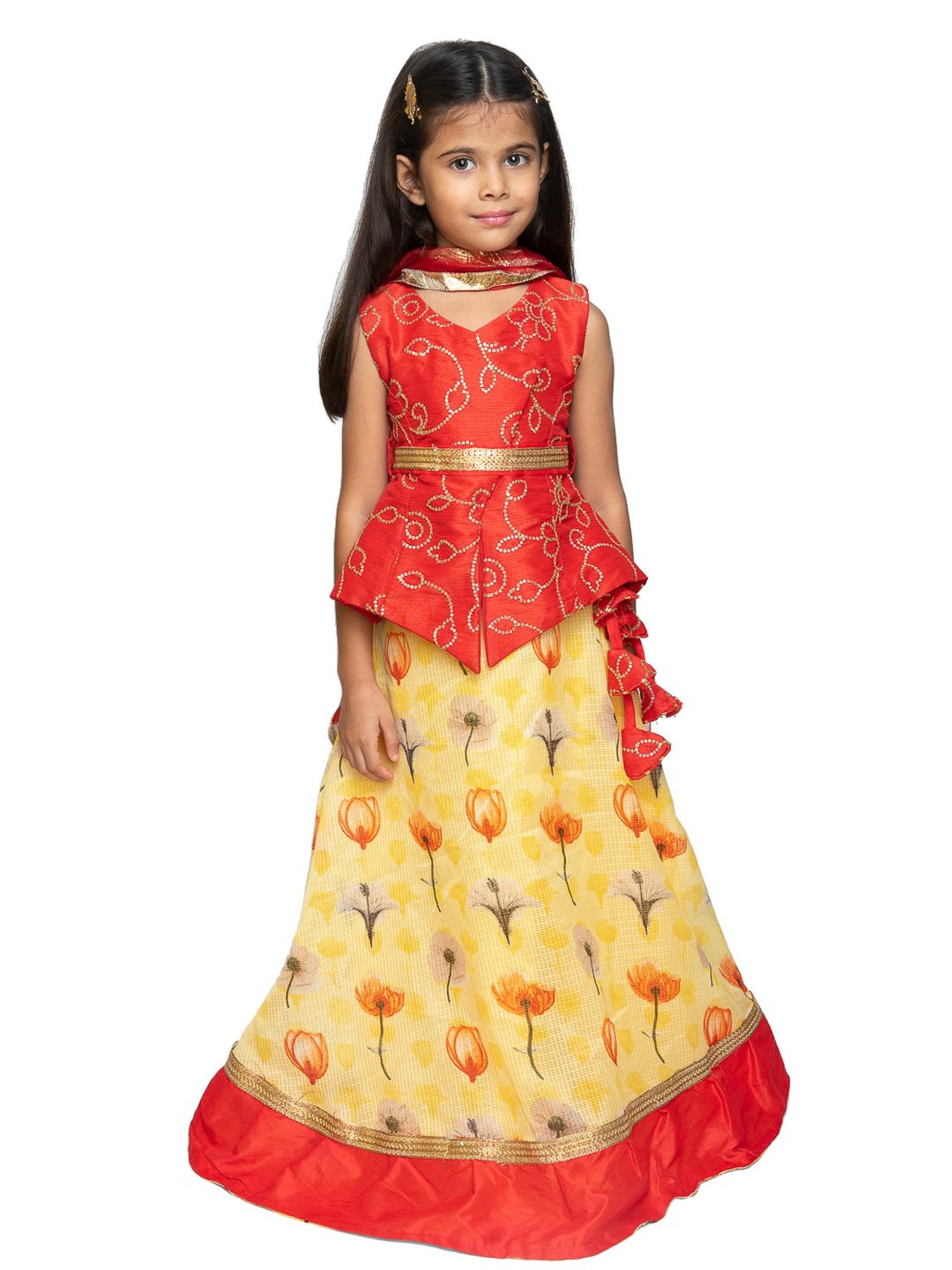 chudadi red kids Lehenga Choli