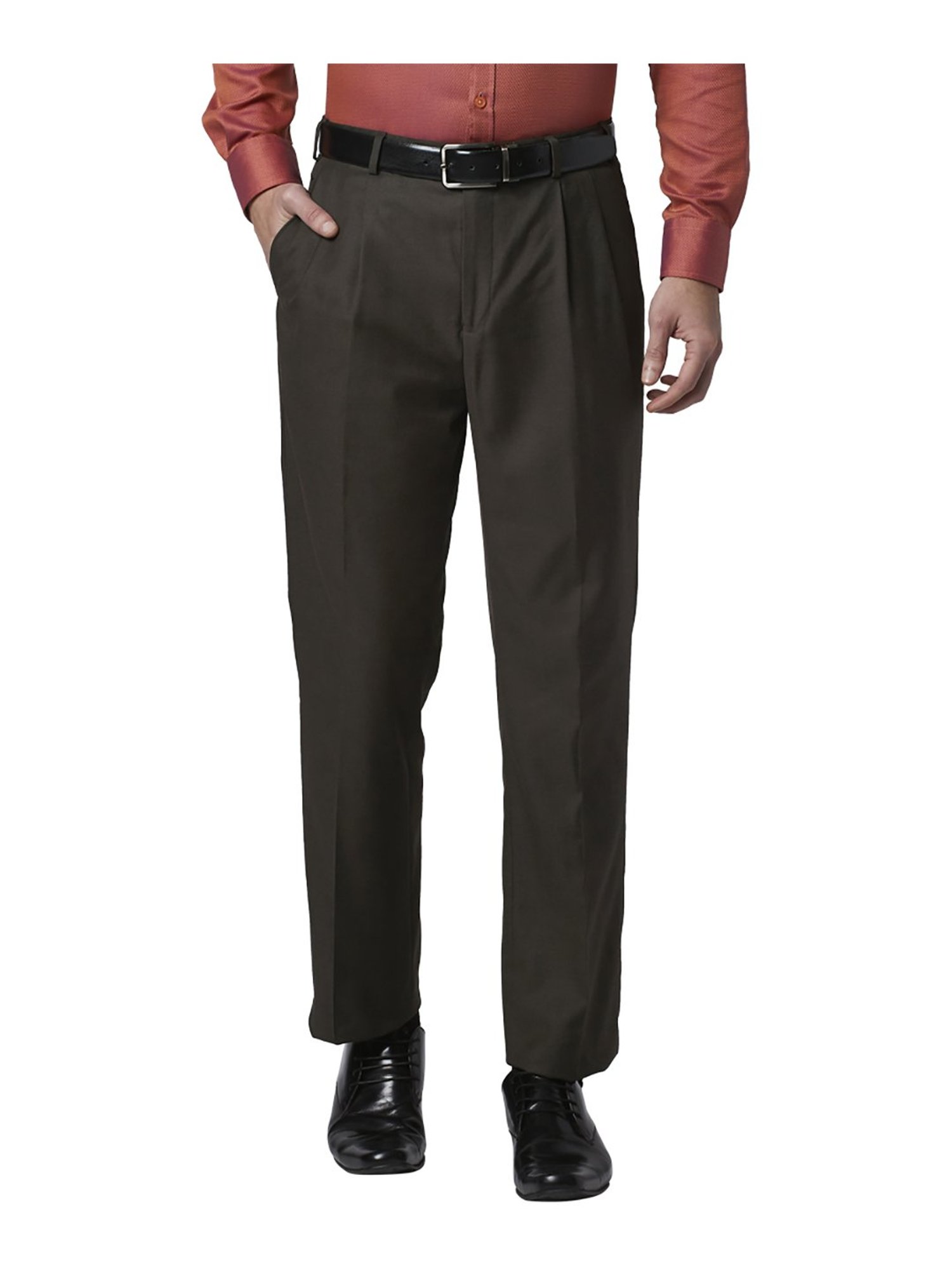 Buy Park Avenue Men Pleated Mid Rise Formal Trousers - Trousers for Men  21751956 | Myntra